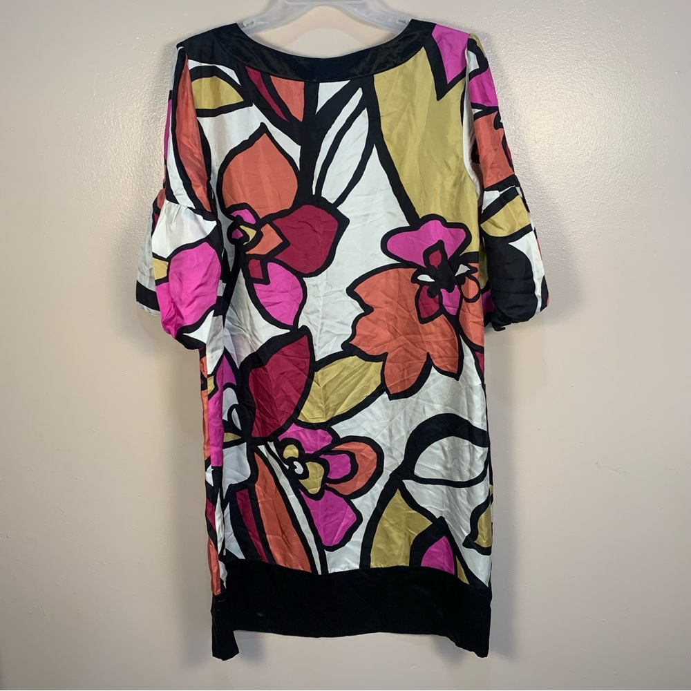 Alfani 100% Silk Puff Sleeve Floral Printed Tunic Dress - Picture 9 of 14